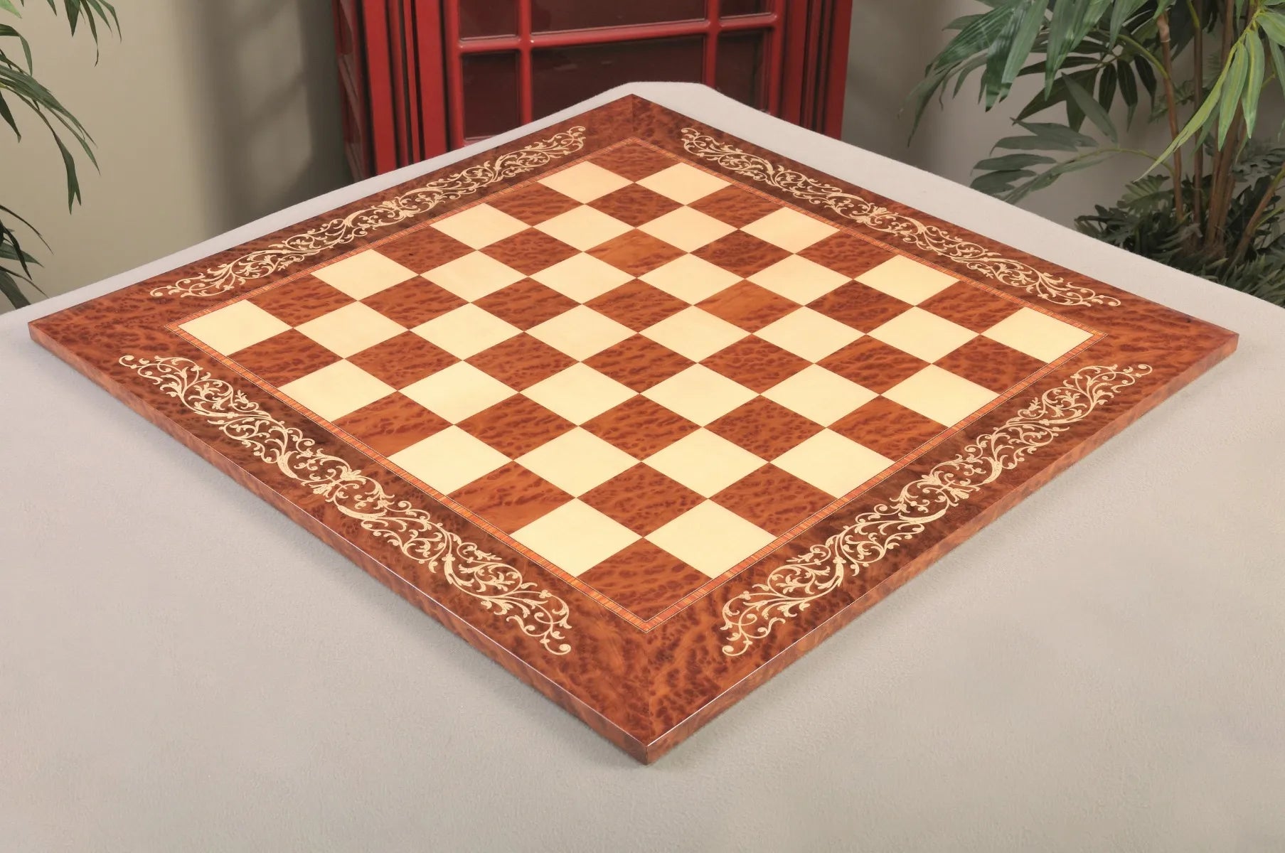 INLAID - Vavona Burl & Maple Superior Traditional Chess Board - Gloss ...