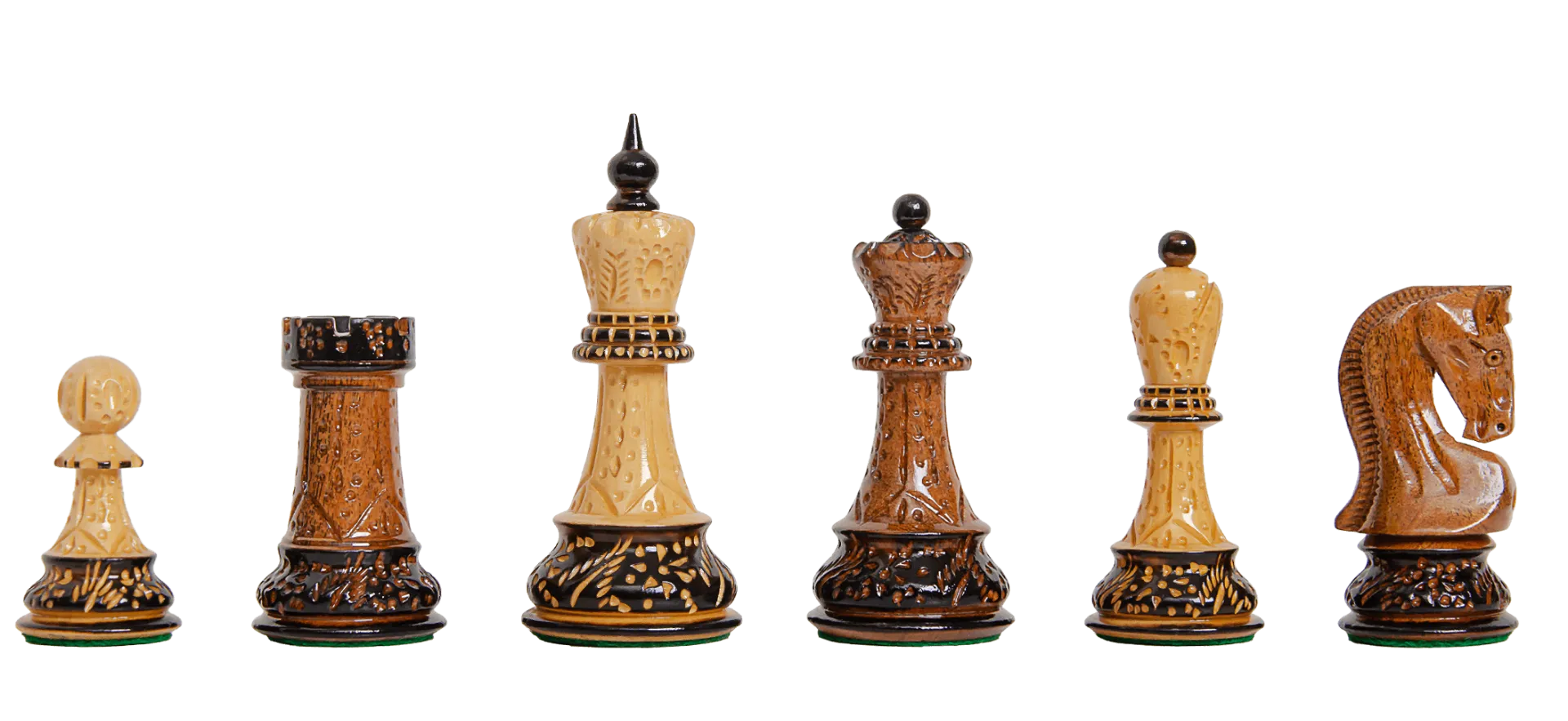 The Burnt Golden Rosewood Zagreb '59 Series Chess Pieces - 3.875