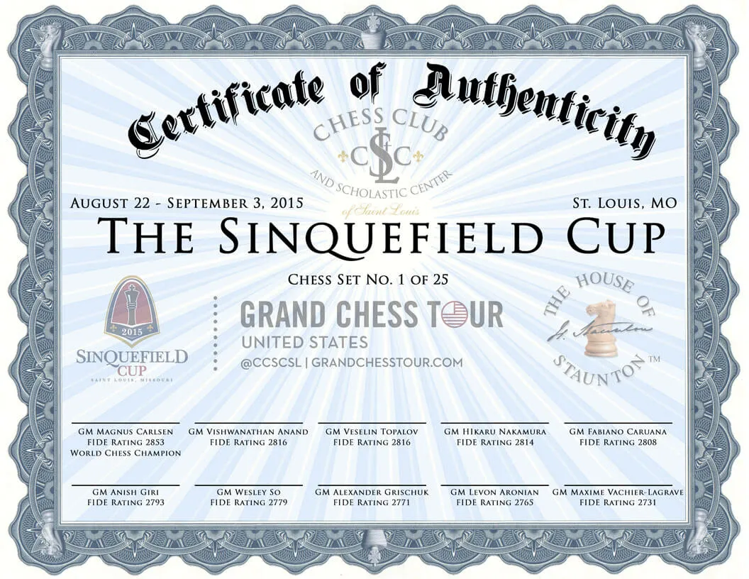 The 2015 Sinquefield Cup Commemorative Chess Set - Pieces Only - Picture 2 of 12