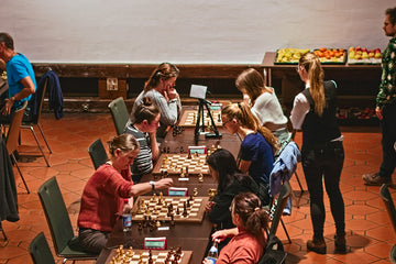 overhead view of chess tournament