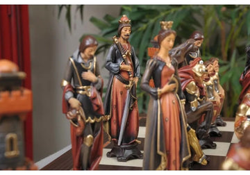 closeup of wooden pyreness series chess pieces