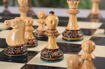 The Burnt Golden Rosewood Reykjavik II Series Chess Pieces - 3.75