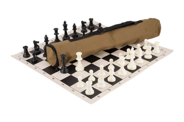Quiver Chess Set Combination - Single Weighted Regulation Pieces | Vinyl Chess Board | Quiver Bag