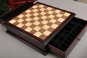 Walnut and Maple Classical Tiroir Chess Board with Storage Drawers - 2.25 in. (5.7cm)