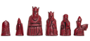 The Isle of Lewis Antiqued Chess Pieces - Red and Natural