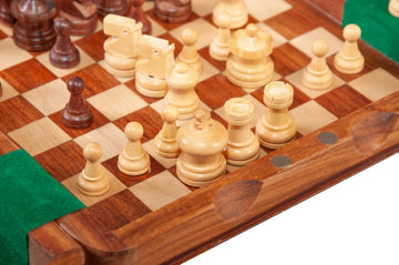 Folding Wooden Magnetic Travel Chess Set - 7 Inch, Sheesham & Maple, Strong Magnets