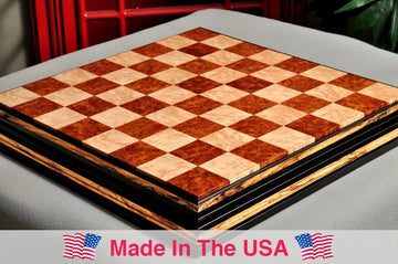 PRE-ORDER - Signature Contemporary Chess Board - RED AMBOYNA  / BIRD'S EYE MAPLE - 2.5