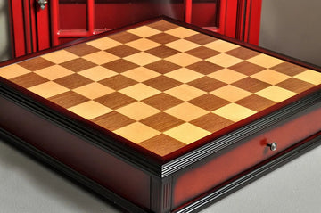 Walnut and Maple Antique Tiroir Chess Board with Storage Drawers - 2.25