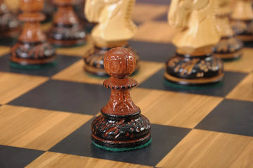 The Burnt Golden Rosewood Dubrovnik Series Chess Set, Box, & Satin Board Combination