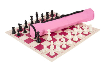 Quiver Chess Set Combination - Triple Weighted Regulation Pieces | Vinyl Chess Board | Quiver Bag