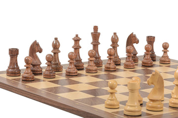 Rechapados Ferrer Chess Set and Walnut Chess Board Combination