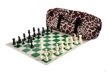 Deluxe Chess Set Combination and Triple Weighted Regulation Pieces | Vinyl Chess Board | Deluxe Bag