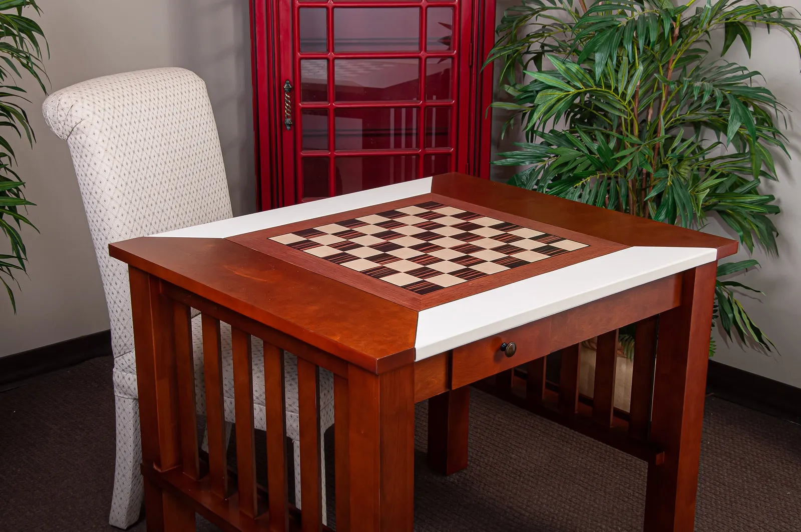 The Camaratta Signature Championship Chess Table - White Leather ...