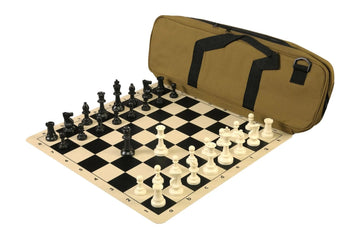 Deluxe Chess Set Combination and Triple Weighted Regulation Pieces | Silicone Chess Board | Deluxe Bag