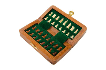 FOLDING WOODEN MAGNETIC Travel Chess Set - 5