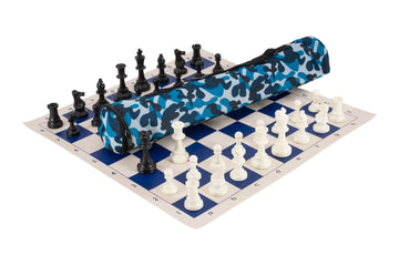 Quiver Chess Set Combination - Triple Weighted Regulation Pieces | Vinyl Chess Board | Quiver Bag