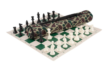 Quiver Chess Set Combination - Single Weighted Regulation Pieces | Vinyl Chess Board | Quiver Bag