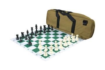 Deluxe Chess Set Combination and Single Weighted Regulation Pieces | Thin Mousepad Chess Board | Deluxe Bag