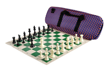 Deluxe Chess Set Combination and Triple Weighted Regulation Pieces | Vinyl Chess Board | Deluxe Bag