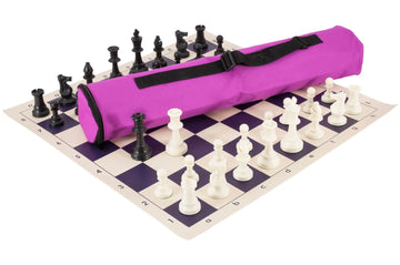 Quiver Chess Set Combination - Triple Weighted Regulation Pieces | Vinyl Chess Board | Quiver Bag