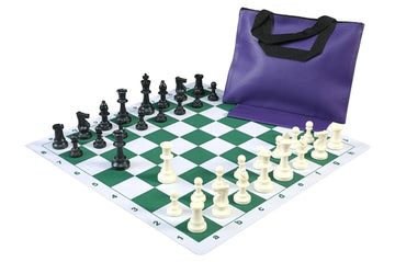 Standard Chess Set Combination with Thin Mousepad Board - Triple Weighted Regulation Pieces | Thin Mousepad Chess Board | Standard Bag