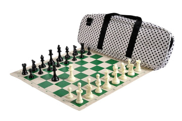 Deluxe Chess Set Combination and Triple Weighted Regulation Pieces | Vinyl Chess Board | Deluxe Bag