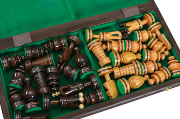 The Large King's Chess Set with Brass Inlay & Board