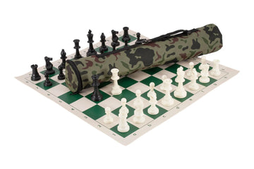 Quiver Chess Set Combination - Triple Weighted Regulation Pieces | Vinyl Chess Board | Quiver Bag