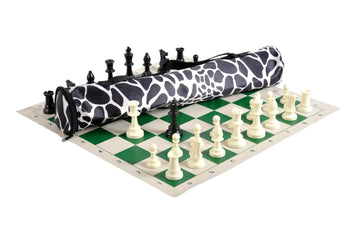 Quiver Chess Set Combination - Single Weighted Regulation Pieces | Vinyl Chess Board | Quiver Bag