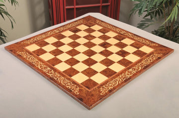 INLAID - Elm Burl & Maple Superior Traditional Chess Board - Gloss Finish