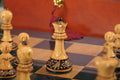The Burnt Golden Rosewood Reykjavik II Series Chess Set, Box, & Gloss Board Combination