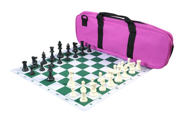 Deluxe Chess Set Combination and Triple Weighted Regulation Pieces | Thin Mousepad Chess Board | Deluxe Bag