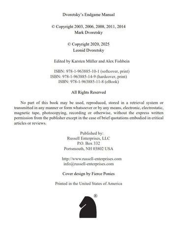 PRE-ORDER - Dvoretsky's Endgame Manual – 6th Edition - HARDCOVER