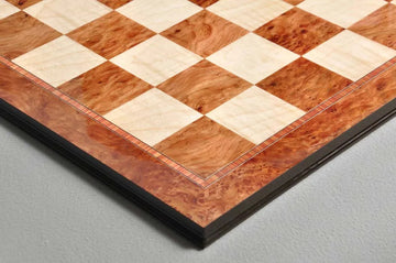 Elm Burl & Maple Superior Traditional Chess Board - 2.5