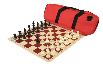 Deluxe Chess Set Combination and Triple Weighted Regulation Pieces | Silicone Chess Board | Deluxe Bag