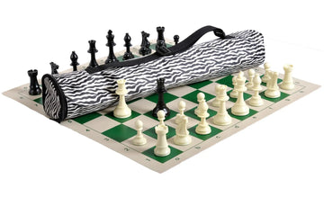 Quiver Chess Set Combination - Solid Plastic Regulation Pieces | Vinyl Chess Board | Quiver Bag