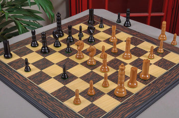 IMPERFECT - 4.0" Philidor - GENUINE EBONY / ANTIQUED BOXWOOD - Wood Chess Pieces