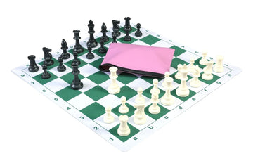 Basic Chess Set Combination with Mousepad Board and Single Weighted Regulation Plastic Chess Pieces