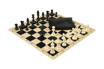 Basic Chess Set Combination with Silicone Chess Board and Triple Weighted Regulation Plastic Chess Pieces