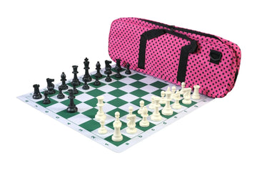 Deluxe Chess Set Combination and Single Weighted Regulation Pieces | Thin Mousepad Chess Board | Deluxe Bag