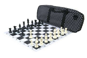 Deluxe Chess Set Combination and Triple Weighted Regulation Pieces | Thin Mousepad Chess Board | Deluxe Bag