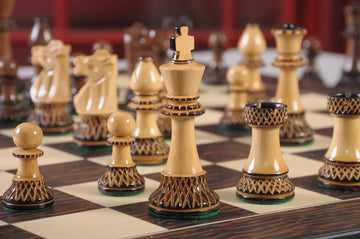 The Burnt Golden Rosewood Club Series Chess Pieces - 3.75