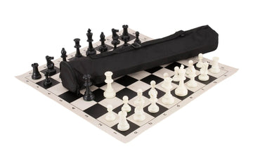 Quiver Chess Set Combination - Triple Weighted Regulation Pieces | Vinyl Chess Board | Quiver Bag