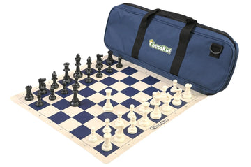 ChessKid Deluxe Chess Set Combination and Single Weighted Regulation Pieces | Vinyl Chess Board | Deluxe Bag