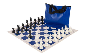 Standard Chess Set Combination - Triple Weighted Regulation Pieces | Vinyl Chess Board | Standard Bag