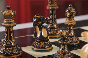 The Burnt Reykjavik II Series Chess Pieces - 3.75