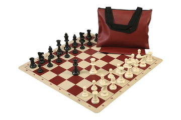 Standard Chess Set Combination with Silicone Chess Board - Single Weighted Regulation Pieces | Silicone Chess Board | Standard Bag