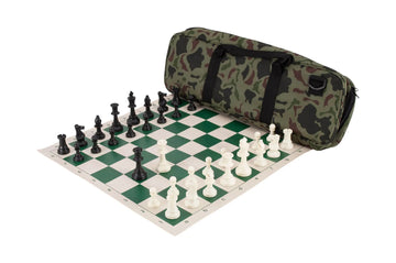 Deluxe Chess Set Combination and Single Weighted Regulation Pieces | Vinyl Chess Board | Deluxe Bag
