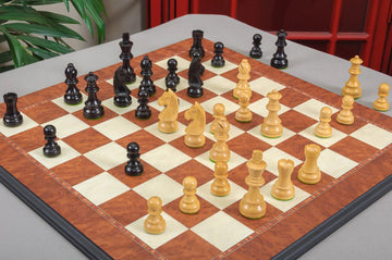 IMPERFECT - 3.0" GERMAN - EBONIZED BOXWOOD / BOXWOOD - Wood Chess Pieces