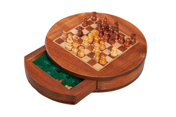 WOODEN MAGNETIC Travel Chess Set - 9" Circle